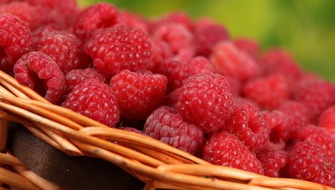 Обои макро, малина, ягоды, корзинка, вкусно, macro, raspberry, berries, basket, delicious разрешение 1920x1080 Загрузить