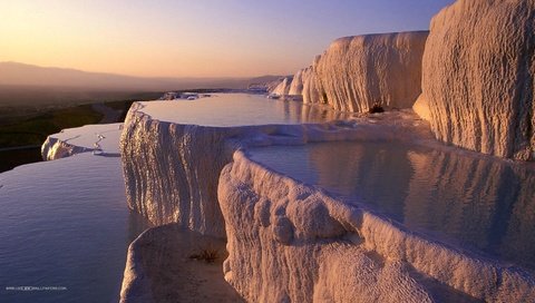 Обои вода, горы, турция, плато, известняк, памуккале, water, mountains, turkey, plateau, limestone, pamukkale разрешение 1920x1080 Загрузить