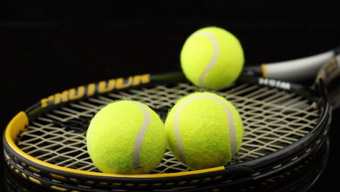 Обои макро, спорт, теннис, ракетка, мячи, macro, sport, tennis, racket, balls разрешение 1920x1280 Загрузить