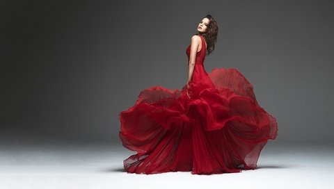 Обои платье, брюнетка, красное, dress, brunette, red разрешение 1950x1080 Загрузить