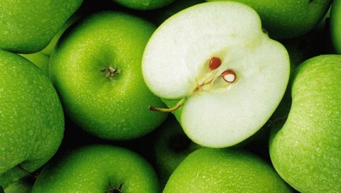 Обои капли, фрукты, яблоки, зеленые, drops, fruit, apples, green разрешение 1920x1200 Загрузить