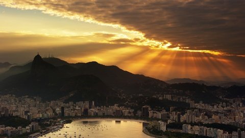 Обои бразилия, рио-де-жанейро, лучи солнце, brazil, rio de janeiro, the rays of the sun разрешение 2000x1313 Загрузить