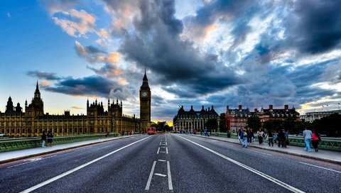 Обои дорога, лондон, биг бен, road, london, big ben разрешение 1920x1200 Загрузить