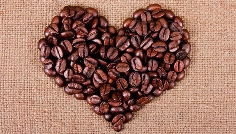 Обои зерна, кофе, сердце, любовь, ткань, кофейные, grain, coffee, heart, love, fabric разрешение 2560x1600 Загрузить