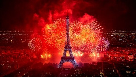 Обои ночь, салют, праздник, фейерверк, эйфелева башня, night, salute, holiday, fireworks, eiffel tower разрешение 2000x1327 Загрузить