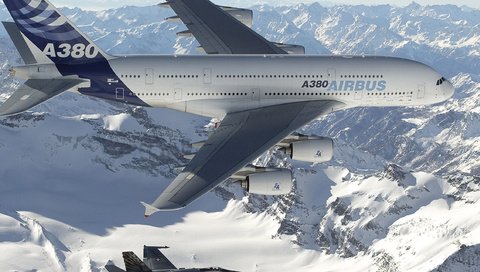 Обои airbus, a380, polyot, обьлака, oblaka разрешение 6048x1280 Загрузить