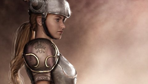 Обои арт, девушка, шлем, фэнтези, профиль, броня, art, girl, helmet, fantasy, profile, armor разрешение 2362x1901 Загрузить