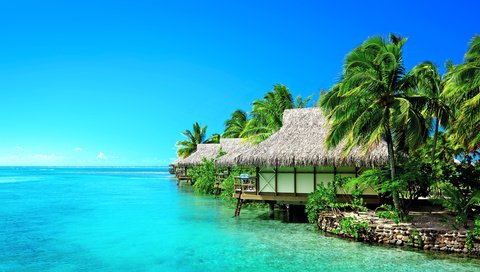 Обои море, бунгало, тропики, sea, bungalow, tropics разрешение 5531x3269 Загрузить