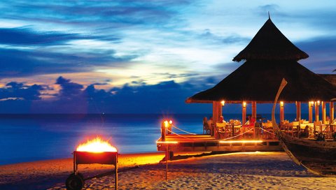 Обои море, пляж, курорт, ресторан, тропики, мальдивы, sea, beach, resort, restaurant, tropics, the maldives разрешение 7225x2706 Загрузить