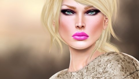 Обои девушка, блондинка, взгляд, губы, 3d графика, girl, blonde, look, lips, 3d graphics разрешение 2200x1380 Загрузить