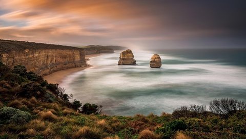 Обои закат, пейзаж, побережье, австралия, sunset, landscape, coast, australia разрешение 1920x1080 Загрузить