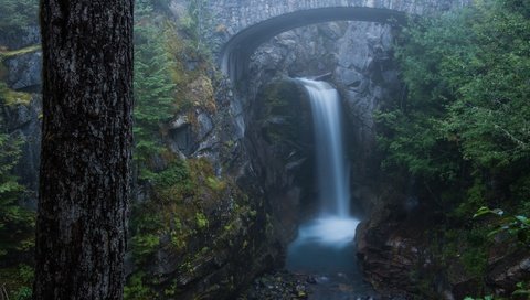 Обои водопад среди гор, the waterfall among the mountains разрешение 1920x1080 Загрузить