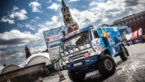 Обои синий, машина, авто, грузовик, red bull, дакар, камаз, blue, machine, auto, truck, dakar, kamaz разрешение 1920x1080 Загрузить