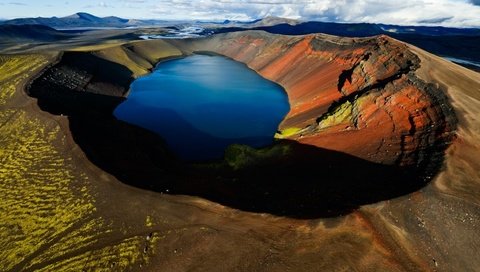 Обои lake within volcano разрешение 1920x1080 Загрузить