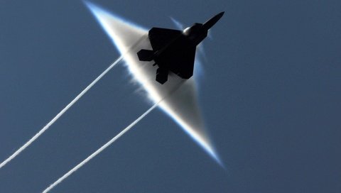 Обои истребитель, звуковой барьер, раптор, ф-22, fighter, the sound barrier, raptor, f-22 разрешение 1920x1080 Загрузить