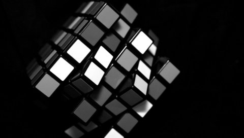 Обои черный, белый, кубик рубика, black, white, rubik's cube разрешение 1920x1080 Загрузить