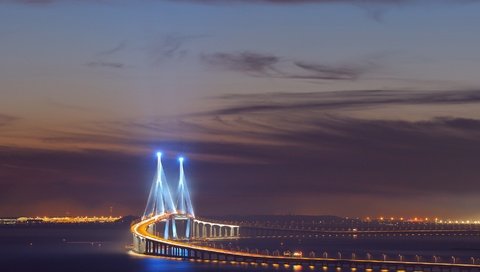 Обои город, азия, мост в инчхоне, южная корея, инчхон, the city, asia, bridge in incheon, south korea, incheon разрешение 1920x1080 Загрузить