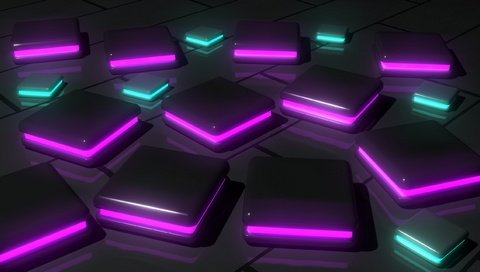 Обои неоновые кубики, neon cubes разрешение 2560x1440 Загрузить