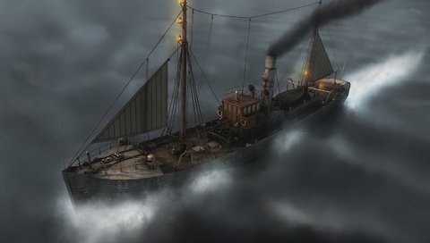 Обои море, корабль, графика, sea, ship, graphics разрешение 1920x1200 Загрузить