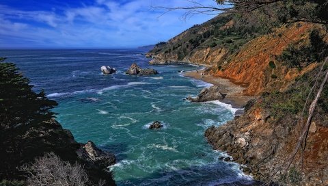 Обои pacific ocean, julia pfeiffer burns state park, биг-сур, ка­ли­фор­нийс­кая, big sur, california разрешение 2560x1600 Загрузить