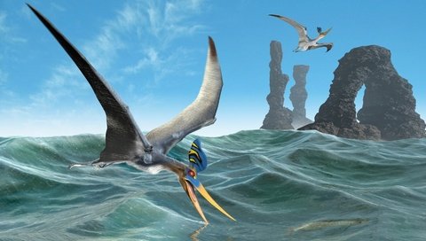 Обои скалы, море, полет, птица, арка, птеродактиль, rocks, sea, flight, bird, arch, pterodactyl разрешение 1920x1080 Загрузить