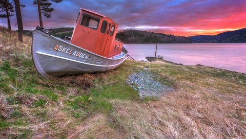 Обои река, берег, закат, пейзаж, лодка, норвегия, river, shore, sunset, landscape, boat, norway разрешение 1920x1200 Загрузить