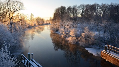 Обои река, зима, утро, швеция, river, winter, morning, sweden разрешение 1920x1200 Загрузить