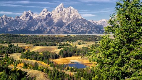 Обои пейзаж, гранд -титон национальный парк, landscape, grand teton national park разрешение 2560x1600 Загрузить