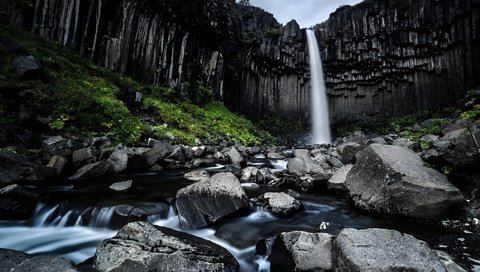 Обои водопад, исландия, чёрный водопад, свартифосс, waterfall, iceland, black waterfall, svartifoss разрешение 2560x1600 Загрузить