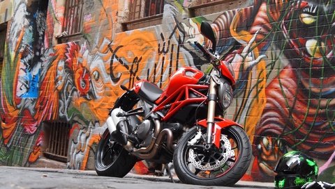 Обои стена, мотоцикл, граффити, байк, мото, motorbikes, wall, motorcycle, graffiti, bike, moto разрешение 2560x1600 Загрузить