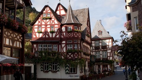 Обои германия, бахарах, фахверковые дома, germany, bacharach, half-timbered houses разрешение 1920x1200 Загрузить