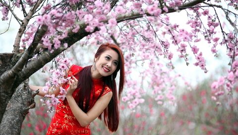 Обои девушка, фон, взгляд, весна, азиатка, girl, background, look, spring, asian разрешение 2560x1440 Загрузить