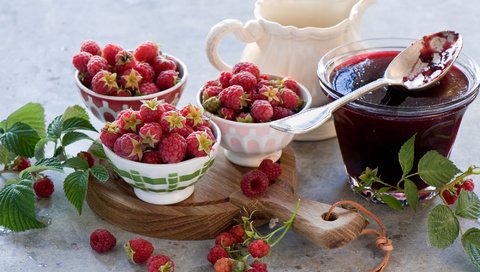 Обои малина, кувшин, ложка, варенье, raspberry, pitcher, spoon, jam разрешение 2000x1331 Загрузить