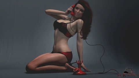 Обои девушка, поза, рендеринг, красное, нижнее белье, 3д, girl, pose, rendering, red, underwear, 3d разрешение 1920x1080 Загрузить