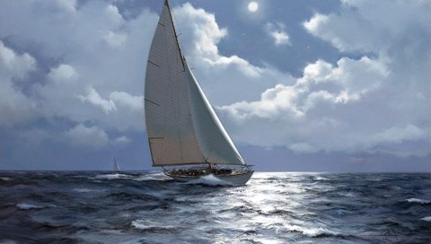 Обои рисунок, море, корабль, живопись, художник-маринист, james brereton, figure, sea, ship, painting, marine painter разрешение 1920x1234 Загрузить