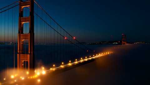 Обои ночь, огни, мост, сша, сан-франциско, золотые ворота, night, lights, bridge, usa, san francisco, golden gate разрешение 2048x1365 Загрузить