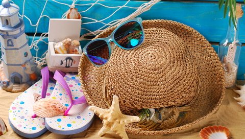 Обои пляж, каникулы, лето, сланцы, очки, летнее, аксессуаров, отдых, вс, шляпа, морская звезда, песка, beach, vacation, summer, slates, glasses, accessories, stay, sun, hat, starfish, sand разрешение 6000x4000 Загрузить