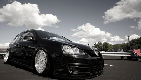 Обои черный, гольф, тюнинг, фольксваген, gti, black, golf, tuning, volkswagen разрешение 4676x3216 Загрузить