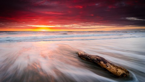 Обои небо, камни, пляж, горизонт, рассвет, океан, новая зеландия, the sky, stones, beach, horizon, dawn, the ocean, new zealand разрешение 2880x1800 Загрузить