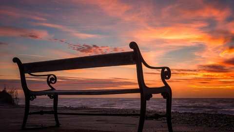 Обои небо, закат, скамья, the sky, sunset, bench разрешение 1999x1400 Загрузить