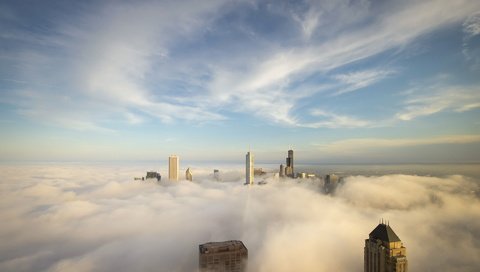 Обои небо, облака, город, сша, здания, чикаго, the sky, clouds, the city, usa, building, chicago разрешение 1920x1200 Загрузить