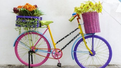 Обои цветы, ретро, букет, велосипед,  цветы, флористика, flowers, retro, bouquet, bike, floral разрешение 2880x1908 Загрузить