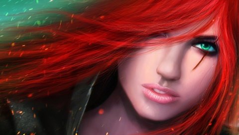 Обои девушка, рыжая, бугага, katarina, the sinister blade, лига легенд, girl, red, lol, league of legends разрешение 1920x1200 Загрузить