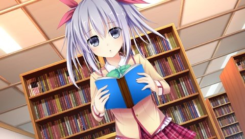 Обои арт, девушка, взгляд, удивление, библиотека, книга, shirakawa hotaru, otonari koi sensou!, art, girl, look, surprise, library, book разрешение 2560x1440 Загрузить