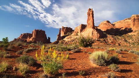 Обои скалы, пустыня, каньон, сша, юта, национальный парк арки, rocks, desert, canyon, usa, utah, arches national park разрешение 2048x1365 Загрузить