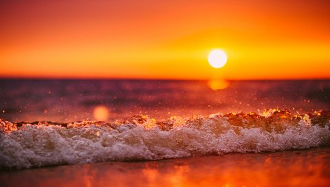 Обои природа, волны, закат, море, пляж, nature, wave, sunset, sea, beach разрешение 2048x1367 Загрузить