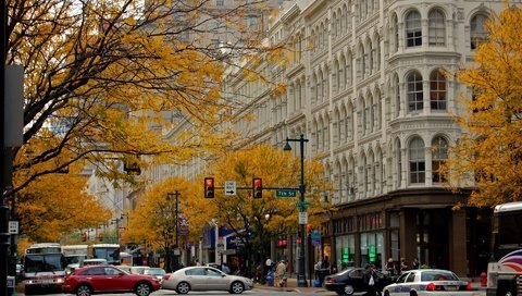 Обои город, осень, улица, the city, autumn, street разрешение 1920x1200 Загрузить