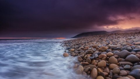 Обои камни, закат, море, пляж, побережье, stones, sunset, sea, beach, coast разрешение 2048x1365 Загрузить