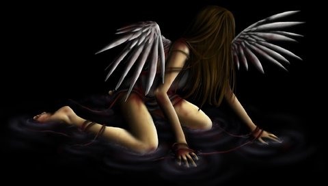 Обои вода, девушка, фантастика, крылья, ангел, черный фон, water, girl, fiction, wings, angel, black background разрешение 2310x1403 Загрузить