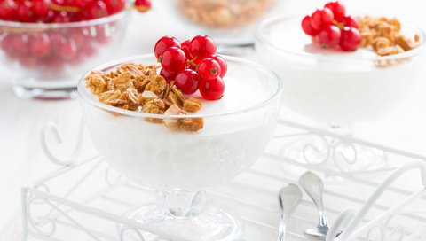 Обои десерт, смородина, панна-кота, гранолла, dessert, currants, panna cotta, granola разрешение 2048x1367 Загрузить